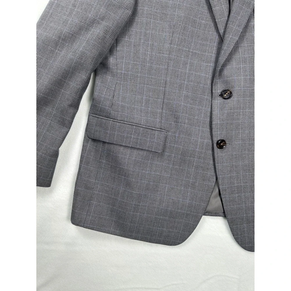 Ralph Lauren Men's Gray Plaid Two‎ Button Blazer Sport Coat Jacket